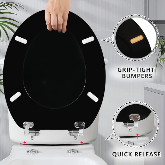 Thumbnail 3 de Angel Shield Wooden Toilet Seat with Adjustable Soft Close Hinges