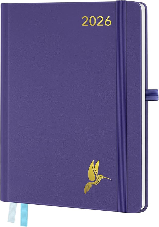 Detalle de FEKSINO Agenda Settimanale 2026 A4 (28,6 x 21 cm) con copertina rigida in PU viola – settimanale su 2 pagine, da gennaio a dicembre 2026