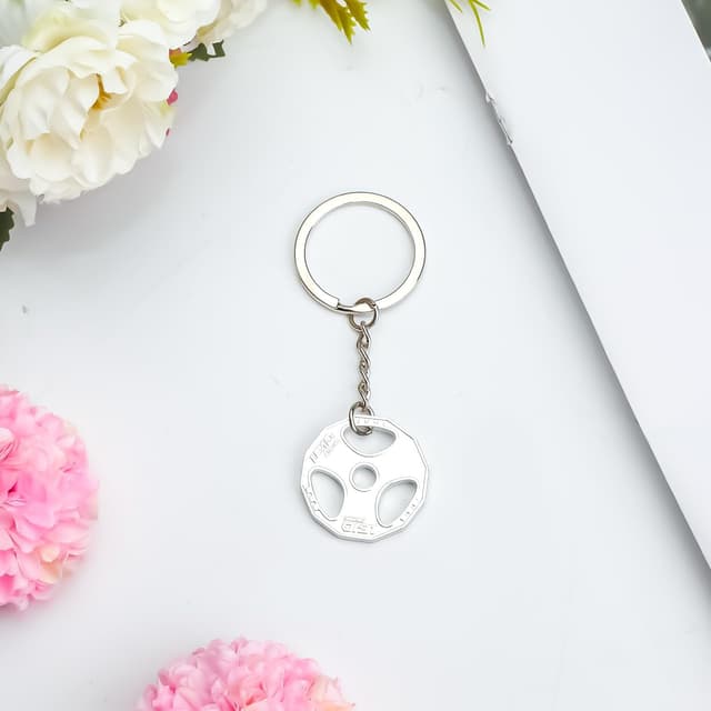 Detalle 2 de OBEISN Edelstahl-Schlüsselanhänger in Hantel-Optik für Fitness-Fans