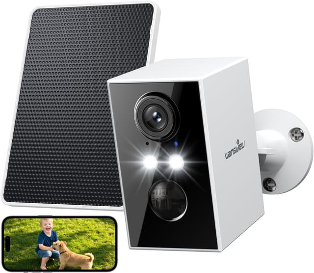 Detalle de Wansview Außen-Überwachungskamera mit Solar & Akku (2K, WLAN 2,4 GHz, IP65) – 2-Wege-Audio