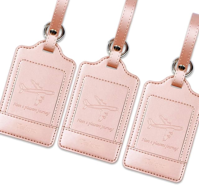 Thumbnail 6 de Teskyer 3 Pack PU Leather Luggage Tags with Name ID Card (noticed, durable travel accessories)
