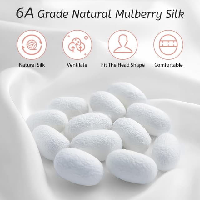 Detalle 2 de Aucuu 3 scrunchies in seta di gelso (grado 6A) con elastico morbido e confortevole