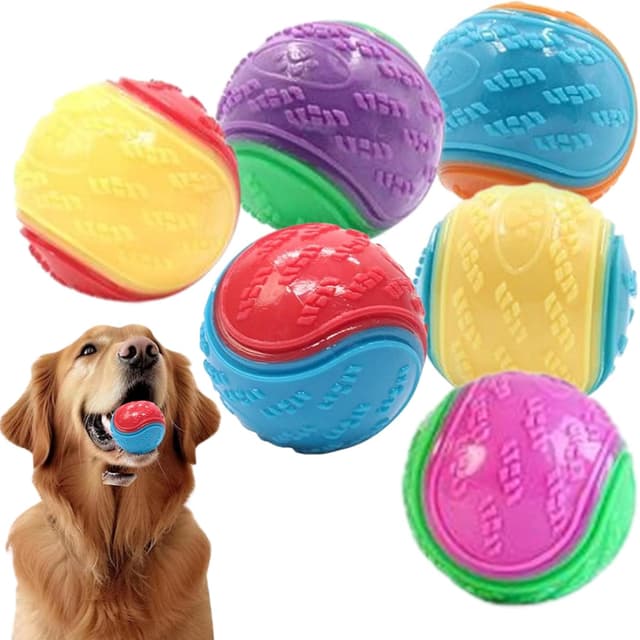 Imagen de Irunfast 6Pcs Dog Balls 6.5cm Interactive Squeaky Pack en OfertitasTOP