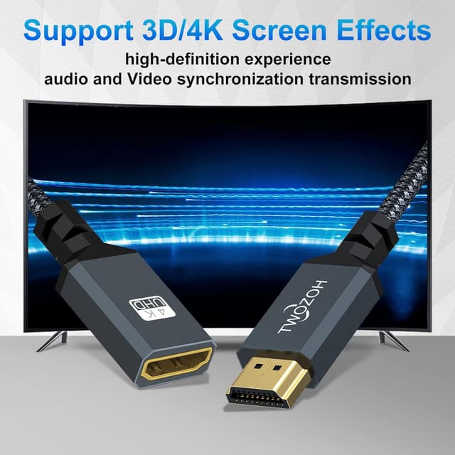 Detalle 1 de Twozoh HDMI 2.0 extension cable 2m