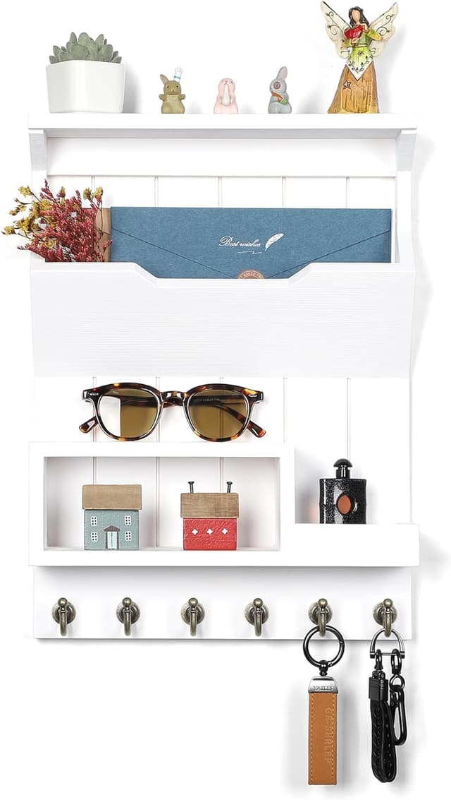 Thumbnail 1 de HEKFL Pine Wood Key Holder with 6 Hooks 🗝