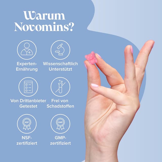 Detalle 2 de Novomins Probiotika für Kinder – Lactobacillus-Gummibärchen mit Calcium & Vitamin D (30 Stück)