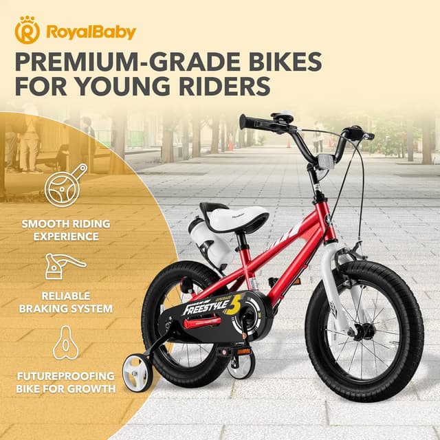 Detalle 2 de RoyalBaby Kids Freestyle Bike with Dual Handbrake (12/14/16/18/20 Inch) for Beginners, Ages 3–10