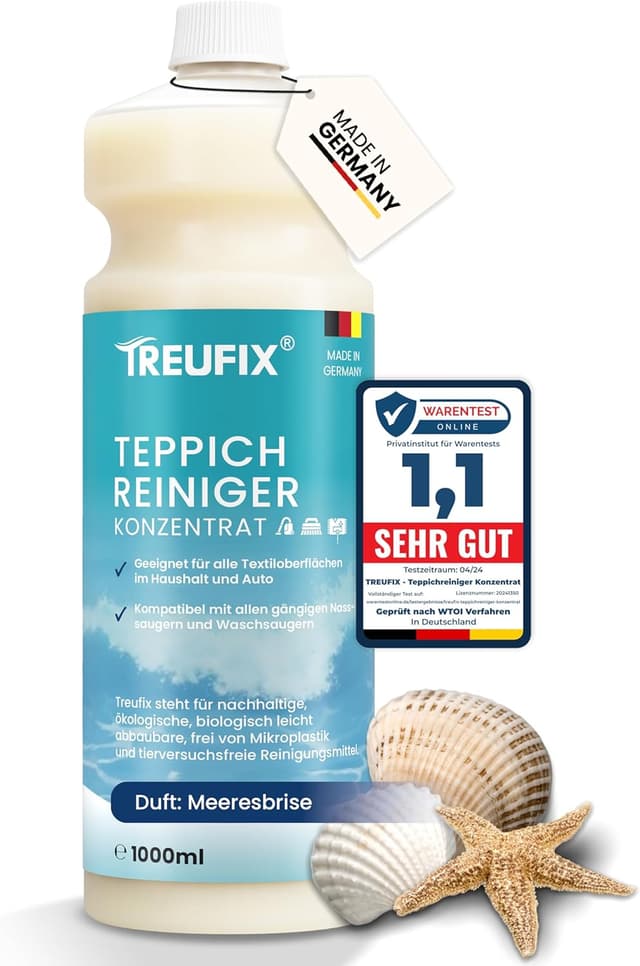 Detalle de Treufix Teppichreiniger & Polsterreiniger Konzentrat 1 l – für Waschsauger & Nasssauger