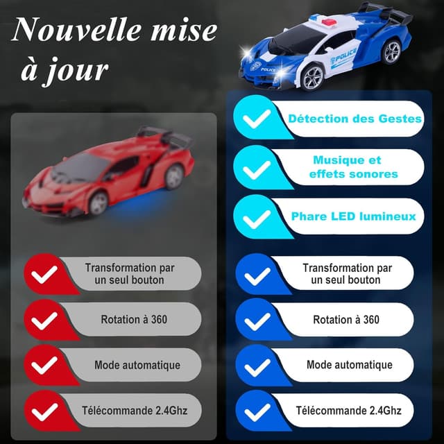 Detalle de Yellcetoy Transform Jouets voiture RC 2 en 1