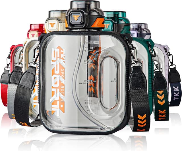 Detalle de TKK Half Gallon Water Bottle Jug with Straw (BPA-Free Tritan, 64 Oz) – Dishwasher Safe Jug for Gym, Travel & Outdoor