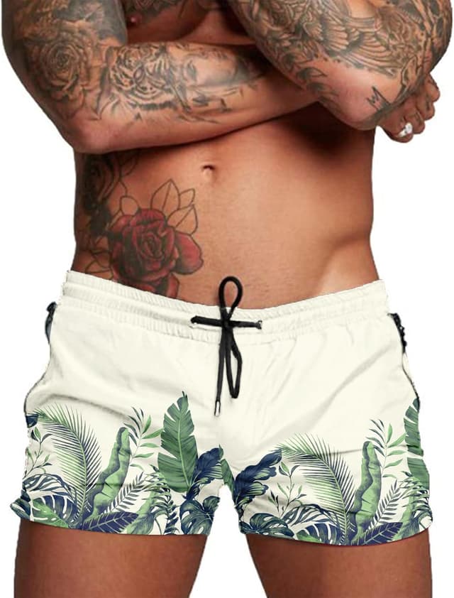 Detalle de COOFANDY Men’s Quick-Dry Swim Trunks with Mesh Lining, Zipper Pockets