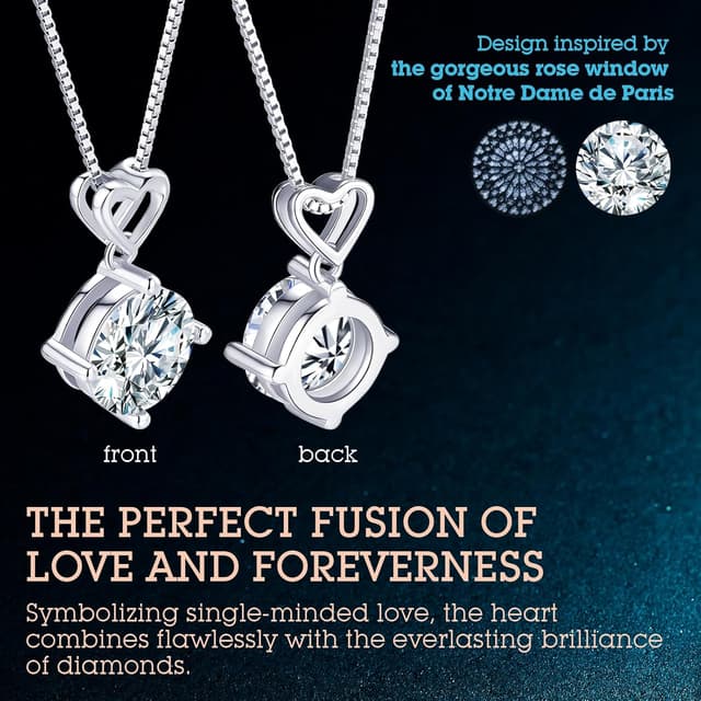 Thumbnail 3 de ONLYLIKE Heart Moissanite Necklace 1 CT đź’Ž