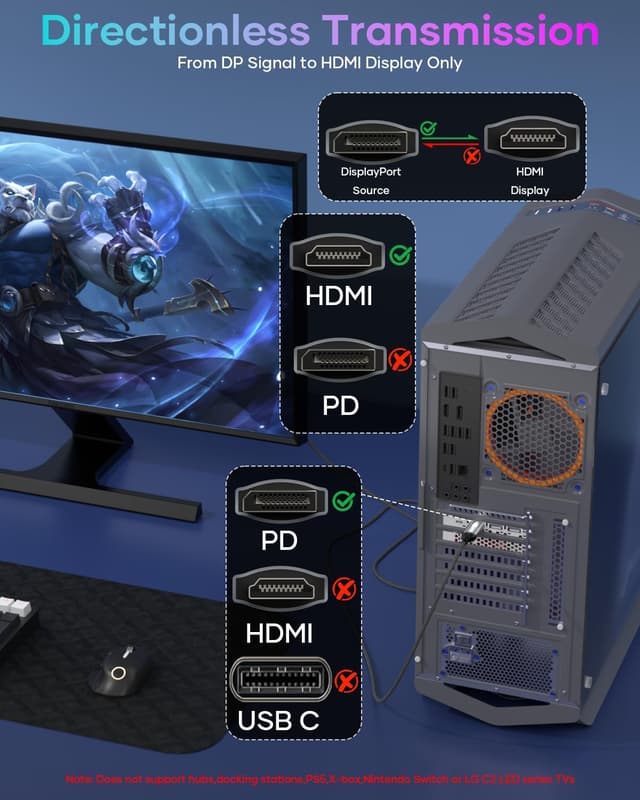 Detalle 2 de Nersligek 4K DisplayPort to HDMI Cable 2m — 4K@30Hz