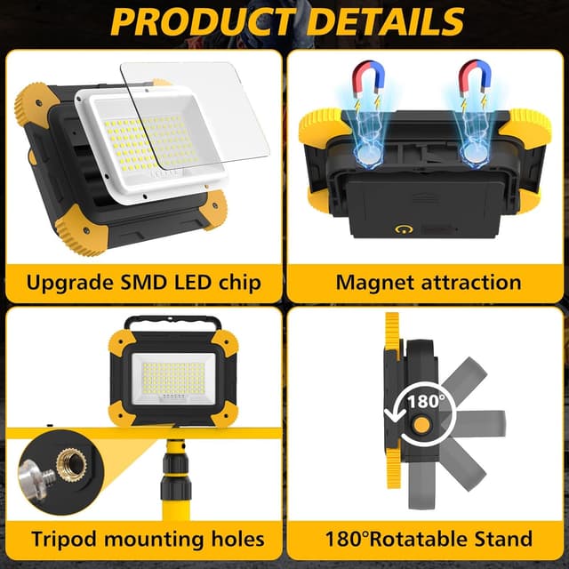 Detalle de NATPOW Portable LED work light 40W 2 pack