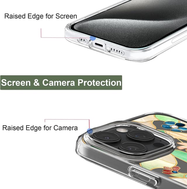 Detalle 2 de Unov Hülle für iPhone 16 Pro – klare, schlanke TPU-Schutzhülle mit erhabener Kante & geprägtem Muster