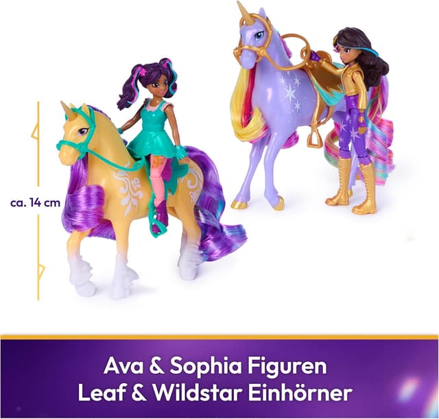 Detalle 2 de Unicorn Academy Abenteuer-Set mit Ravenzella, Sophia, AVA, Wildstar, Leaf & weiteren Figuren (ca. 12 cm) – für Kinder ab 4 Jahren