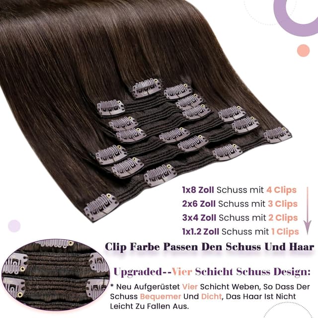 Detalle 2 de LaaVoo Clip in Echthaar 60 cm Set 7-teilig