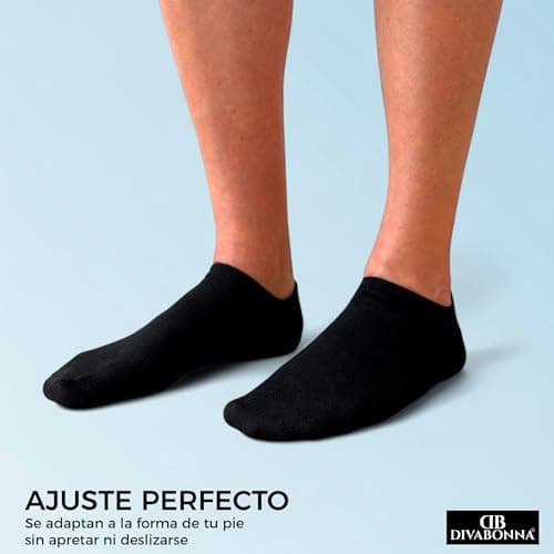 Thumbnail 7 de DIVABONNA 12 pares de calcetines tobilleros (hombre y mujer) de algodón transpirable en blanco y negro, talla 40-46