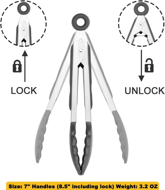 Thumbnail 2 de HINMAY Small Silicone Tongs 7‑Inch set of 3 🍴