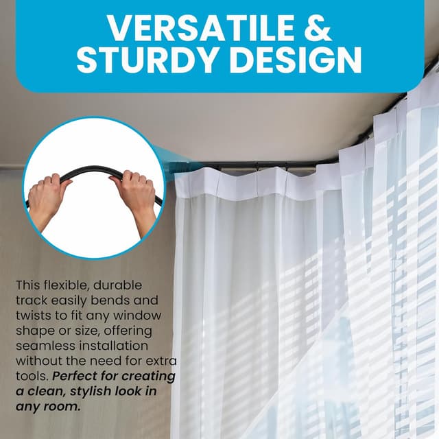 Thumbnail 1 de Ceiling Curtain Track 5M Flexible White Rail 🛠