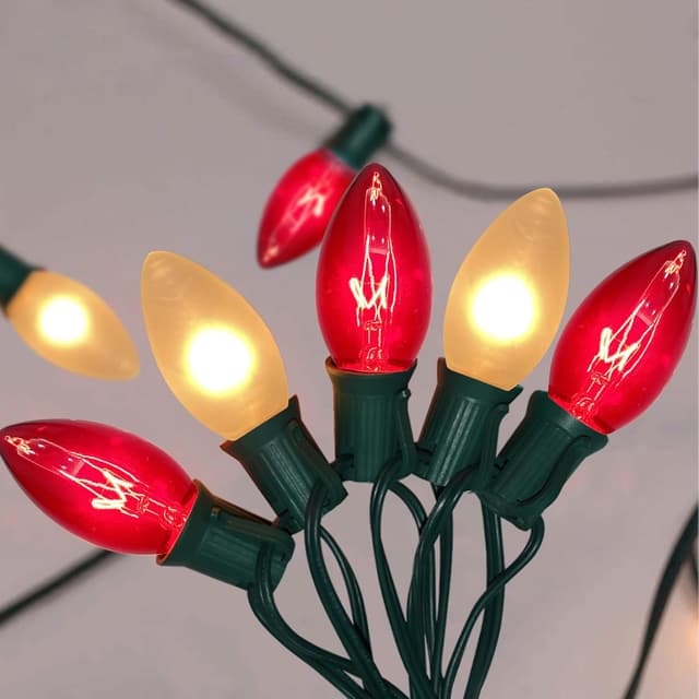 Imagen de C9 Red and White Christmas String Lights 26 Red Frosted Bulbs 🎄 en OfertitasTOP