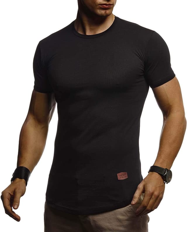 Detalle de Leif Nelson Herren Casual T-Shirt mit Rundhalsausschnitt – Kombinierbar für Alltag & Freizeit