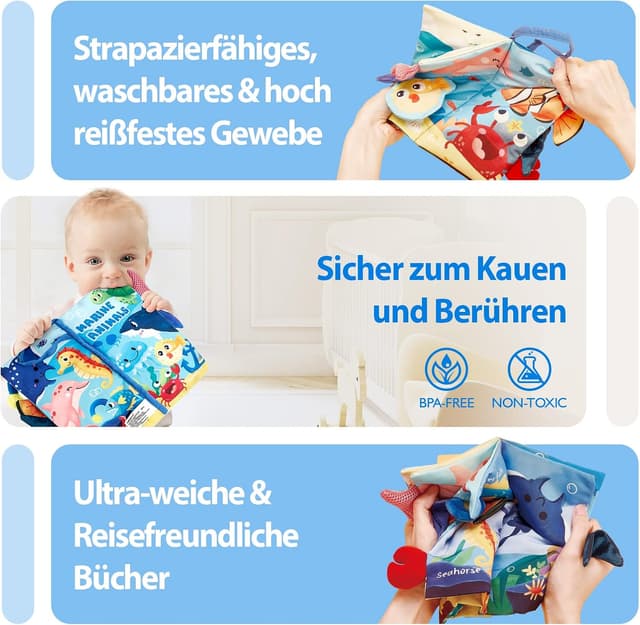 Detalle 2 de Baby Stoffbuch ab 0 Monaten für Lernen