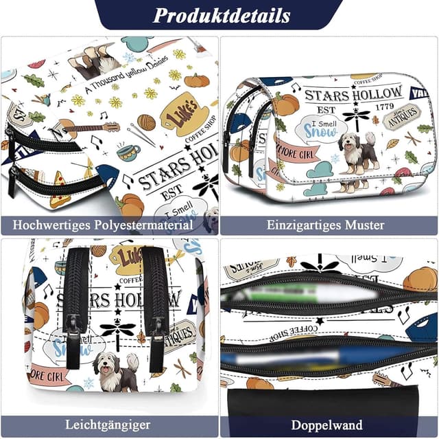 Detalle 2 de Clyrax Federmäppchen mit Gilmore-Muster – großes Schlamperetui für Schule, Reise & Alltag