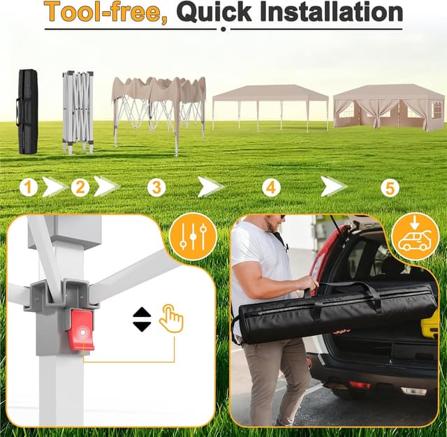 Thumbnail 3 de JUMMICO Pavillon Pliable 3x3m Hauteur Réglable