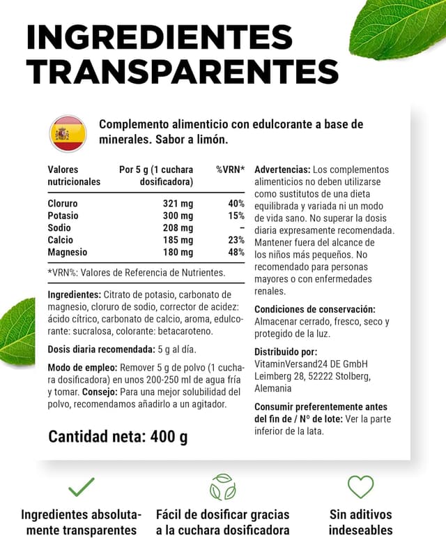 Thumbnail 5 de Electrolitos 400 g - 80 raciones 💧 Limón Vegano