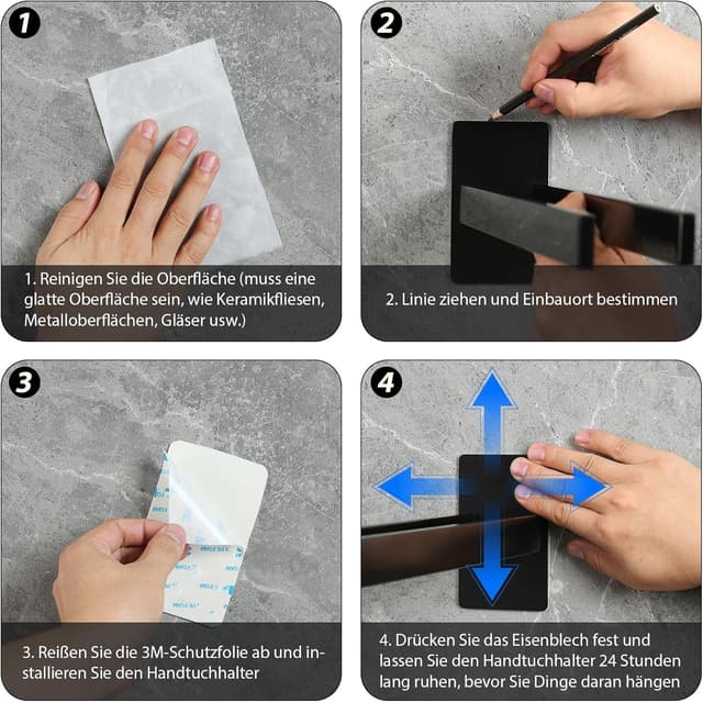 Thumbnail 4 de Handtuchhalter Ohne Bohren – selbstklebend, schwarz