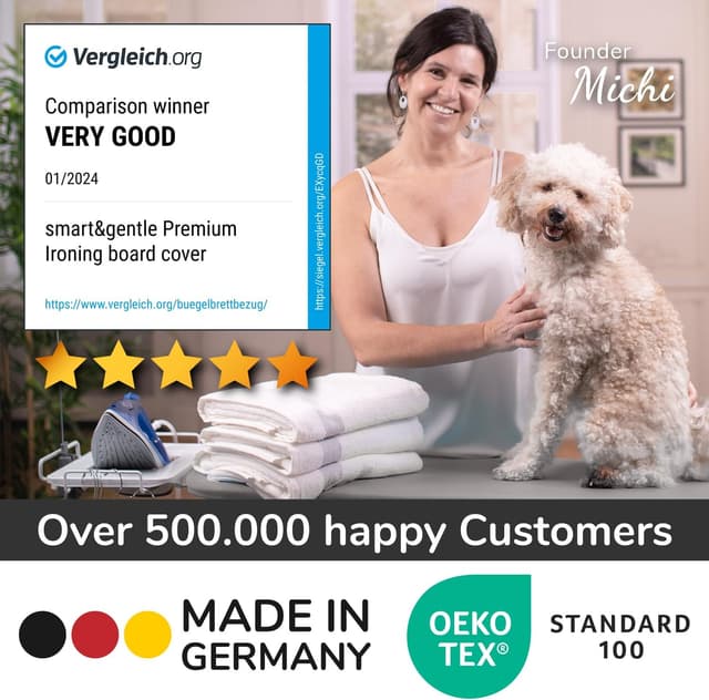 Detalle de Super Soft 5 Layer Turbo Ironing Board Cover (XL, 125 x 45 cm) – 100% Cotton Top, High-Speed Steam Reflection