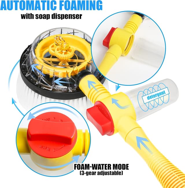 Detalle de FEMBW Rotating Car Wash Brush & Automatically Foams Car Wash Kit (long handle, hose attachment, pressure washer gun)