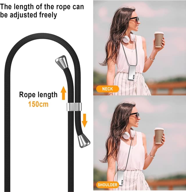 Detalle de XTCASE Coque transparente avec tour de cou et cordon pour Samsung Galaxy S25 5G (TPU) – Noir