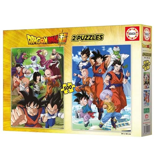 Detalle 1 de Educa Dragon Ball 🐉 Pack 2 Puzzles 500 Piezas + Cola Fix, 11+