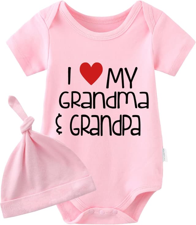 Detalle de Baby Strampler-Body (2er-Set) „I Love My Grandma Grandpa“ von culbutomind – kurzarm, aus 100% Baumwolle