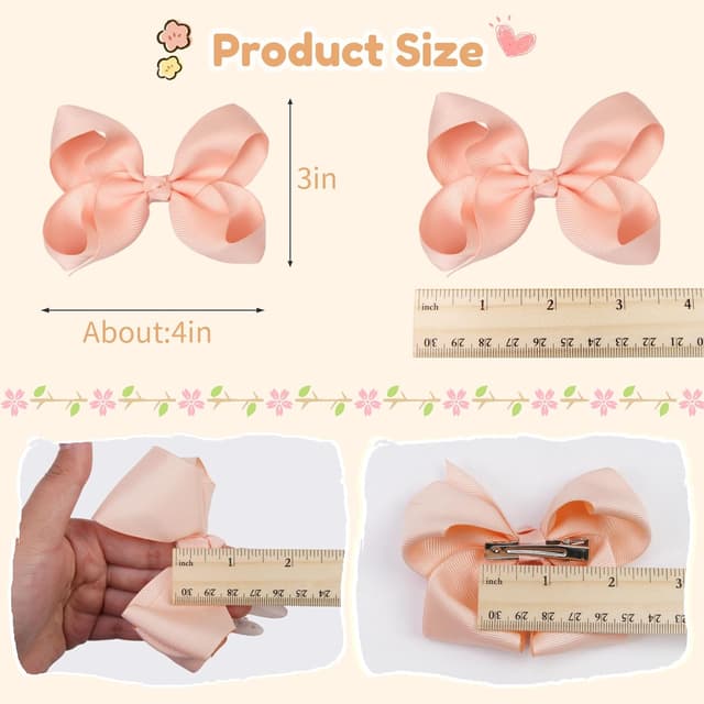 Detalle 2 de CÉLLOT 40PCS 4.5-Inch Grosgrain Hair Bows for Girls with Alligator Clips (40PCS, 20 Pairs)