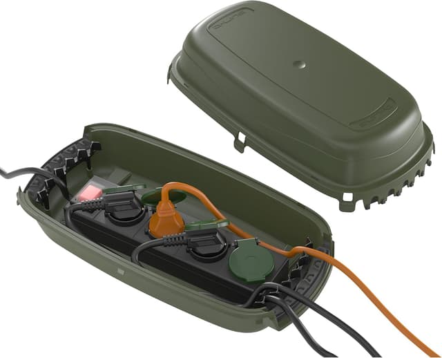 Detalle de Boîtier étanche pour multiprise D-Line IP54 (cotes internes 290 × 125 × 110 mm) – couleur vert