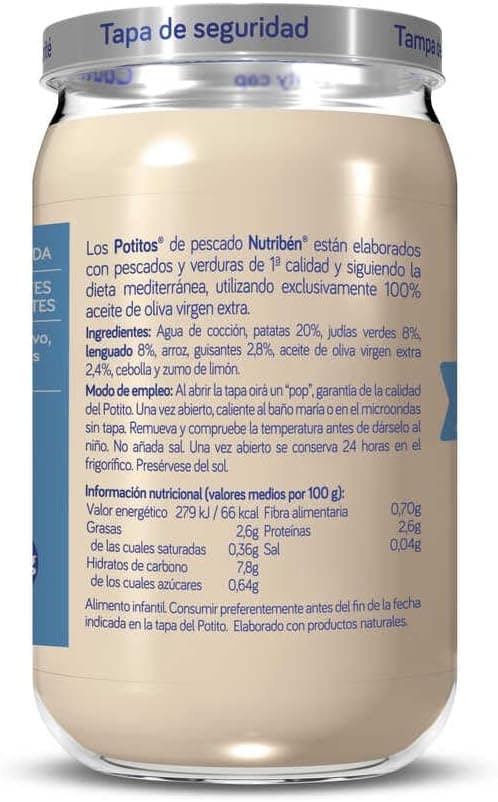 Thumbnail 1 de Nutribén Potitos 🥄 Tarrito de Verduras con Lenguado, 12x2820g