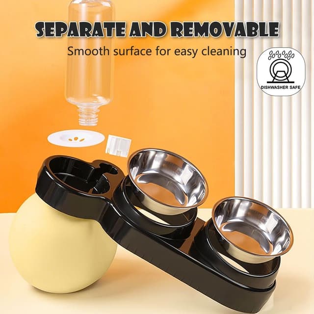 Thumbnail 6 de 3-in-1 Cat Food and Water Bowl Set — Tilted Stainless Steel