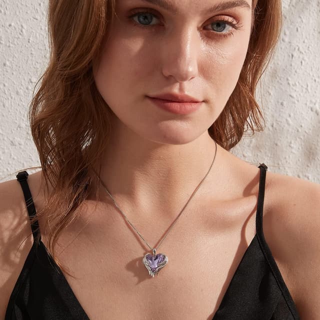 Detalle 2 de jiamiaoi Herz Kette Silber mit Herz-Anhänger und Zirkonia – Damen Halskette