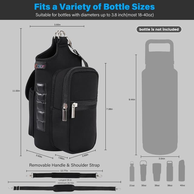 Detalle de icolor Magnetic Gym Bag 3.9" bottle carrier with phone pocket 🏋