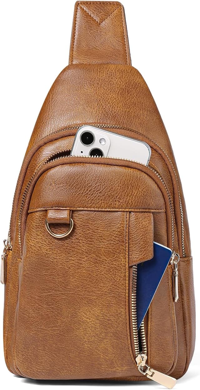 Detalle de GAEKEAO women’s sling bag / crossbody fanny pack with vegan PU leather and card slots