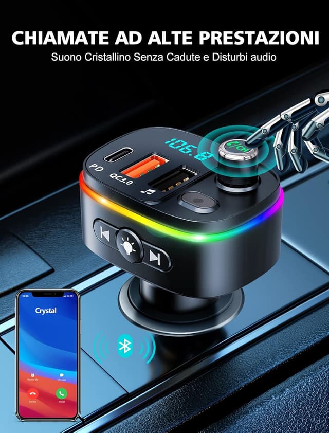 Thumbnail 2 de Mohard Bluetooth Auto Trasmettitore FM 18W PD USB C