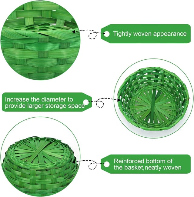 Detalle 2 de Osterkörbchen-Set mit Deko Gras (4 Stück) – grüne Weidenkörbchen zum Befüllen, 22,5 × 7,5 cm