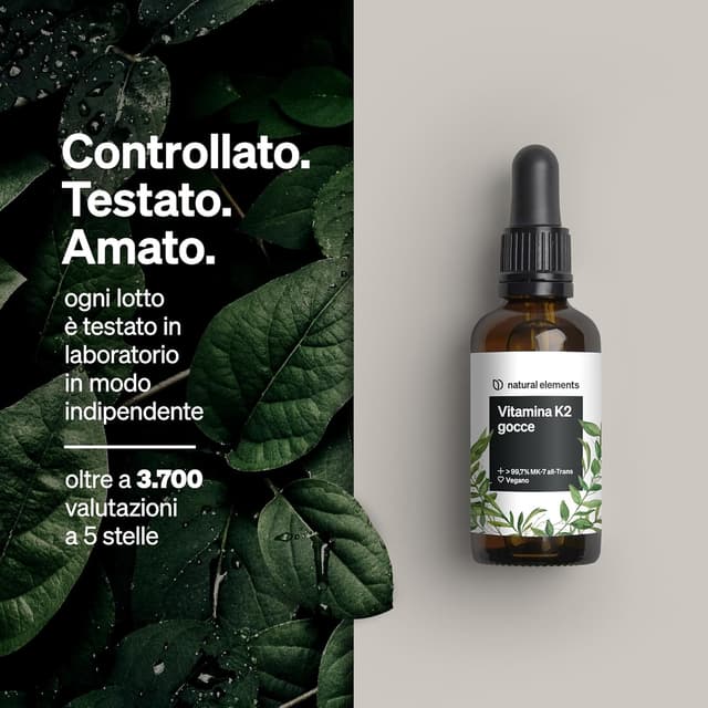 Detalle de Natural elements Vitamina K2 MK-7 200 µg (MK-7) in gocce vegane 50 ml