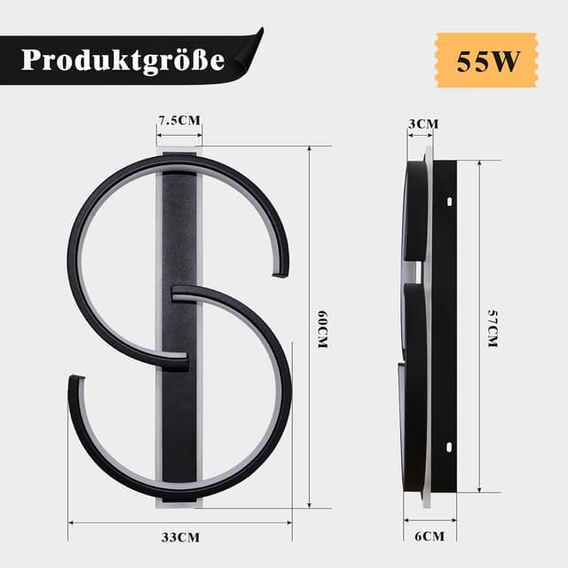 Detalle 2 de LUOLONG LED Deckenleuchte dimmbar (Fernbedienung), 35 W, 2-Ringe Kreisdesign – 40 cm, weiß