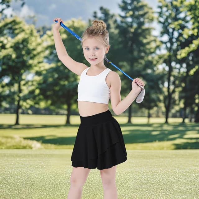 Detalle de Bezioner Girls Pleated Tennis Skirt with Built-in Shorts, High-Waist Skorts (S–XXL)