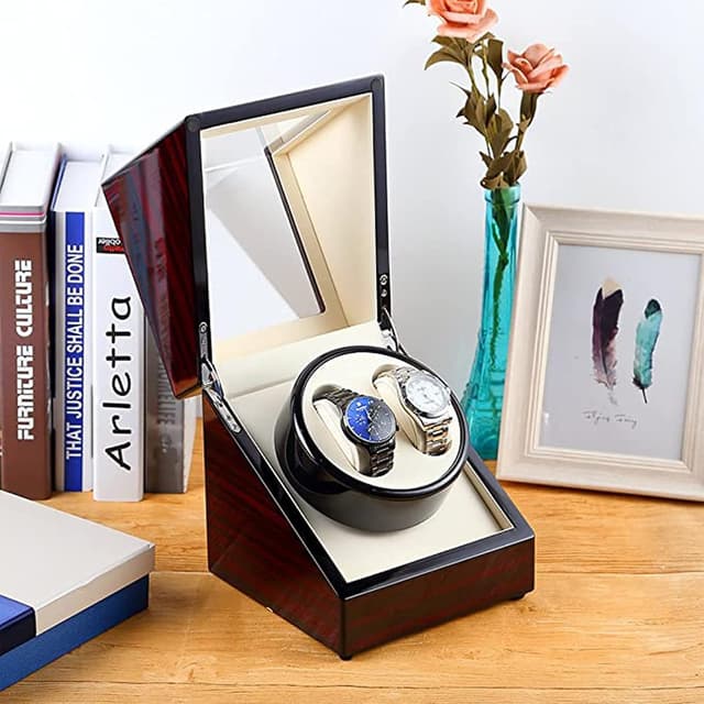 Detalle de Uten watch winder in legno per 2 orologi automatici