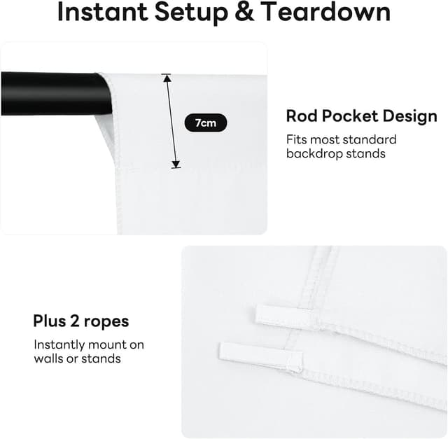 Thumbnail 4 de Heysliy 2x3M White Backdrop